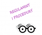 Grafika okulary z napisem Regulaminy i Procedury