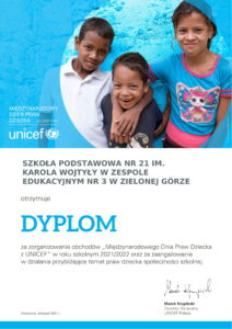 UNICEF dyplom