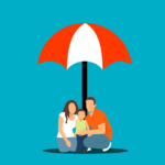 rodzina pod parasolem