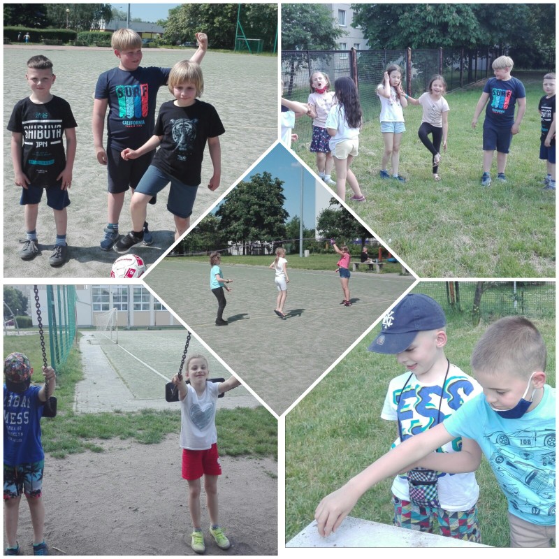 aktywność fizyczna uczniów SP21 - zabawy ruchowe na boisku szkolnym