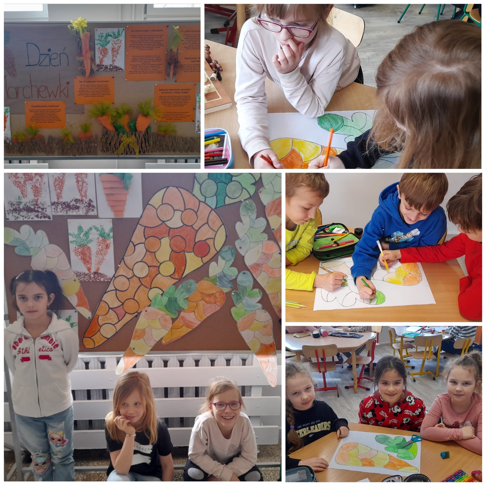 Dzieci malują marchewki