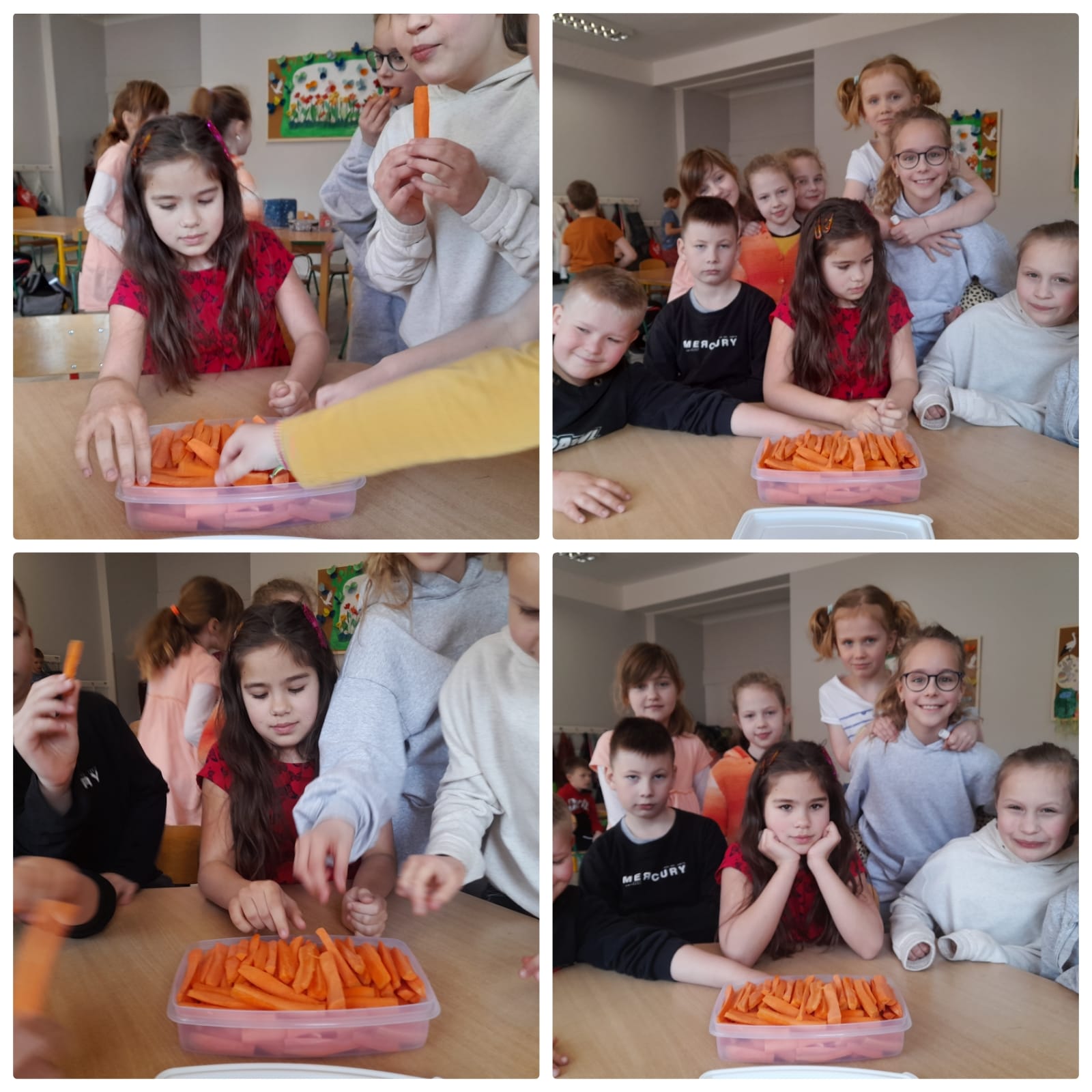 Dzieci jedzą marchewki