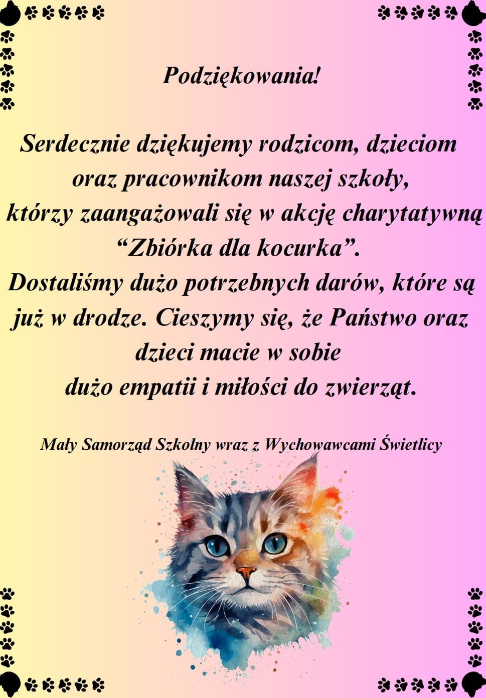 Zbiórka dla kocurka