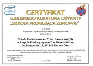 Certyfikat szkoła promujaca zdrowie 2025