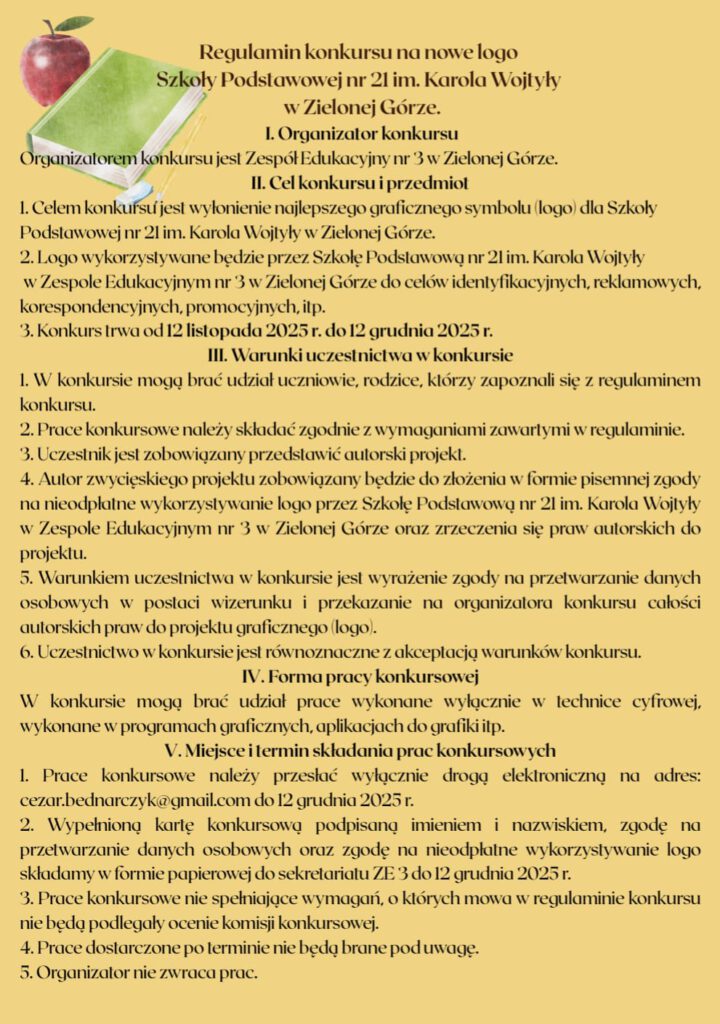 regulamin konkursu na nowe logo sp21