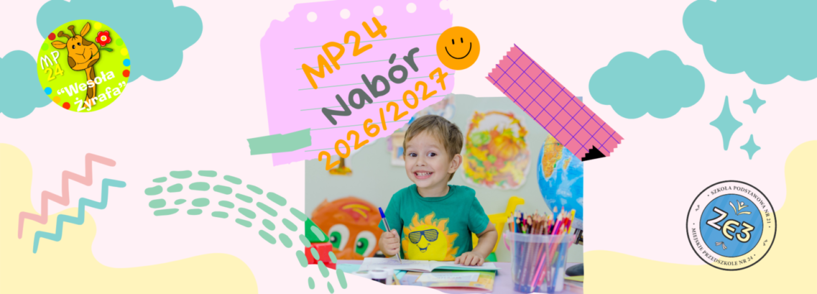 baner reklamujący rekrutacje do przedszkola