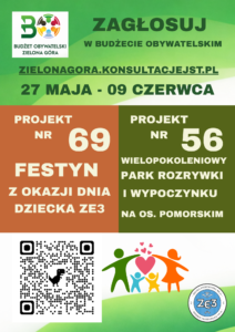 plakat promujący głosowanie na Festyn ZE3 w ramach budżetu obywatelskiego
